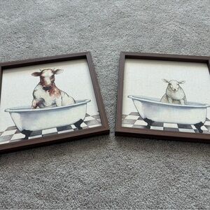 Set of two farmhouse style bathroom pictures